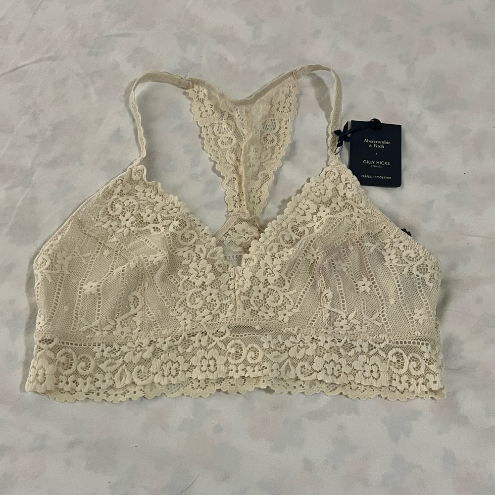 Abercrombie & Fitch & Gilly Hicks Cream Lace Unlined Bralette NWT Neutral Size M - Picture 7 of 7